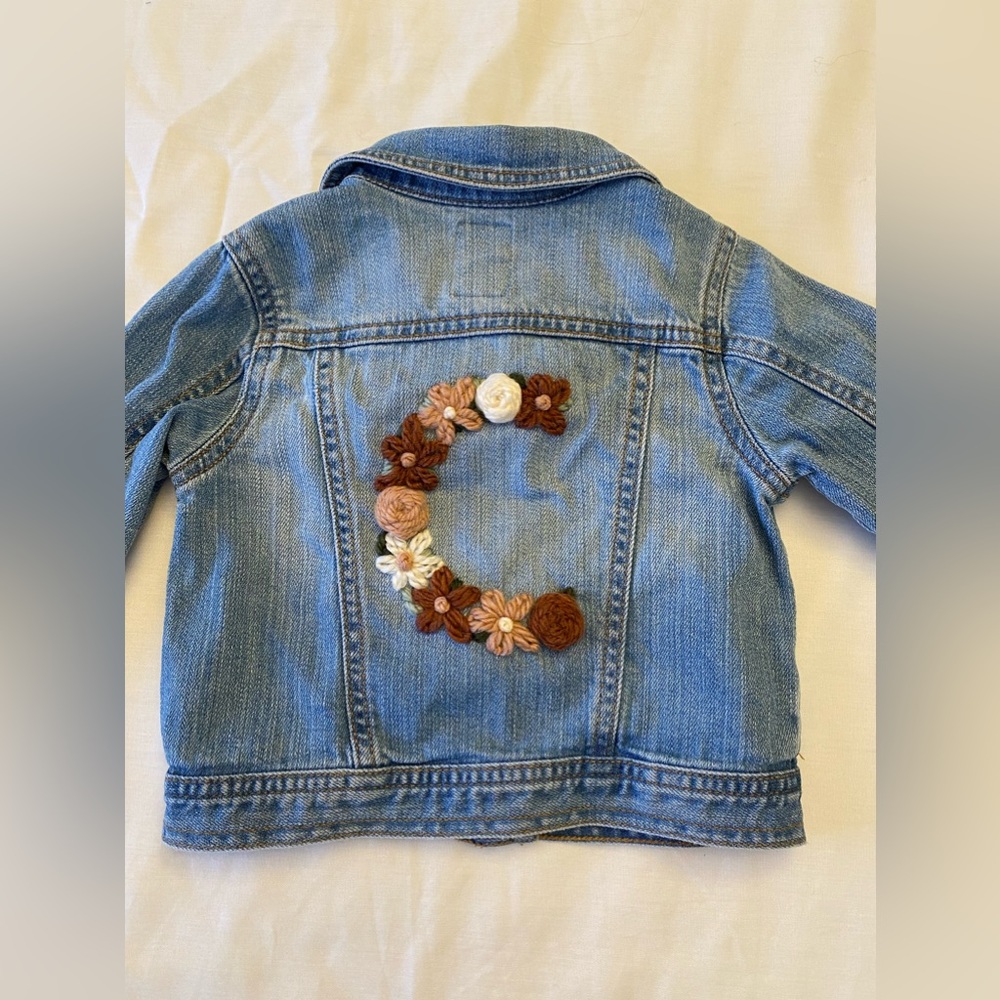 C hand embroidered jean jacket